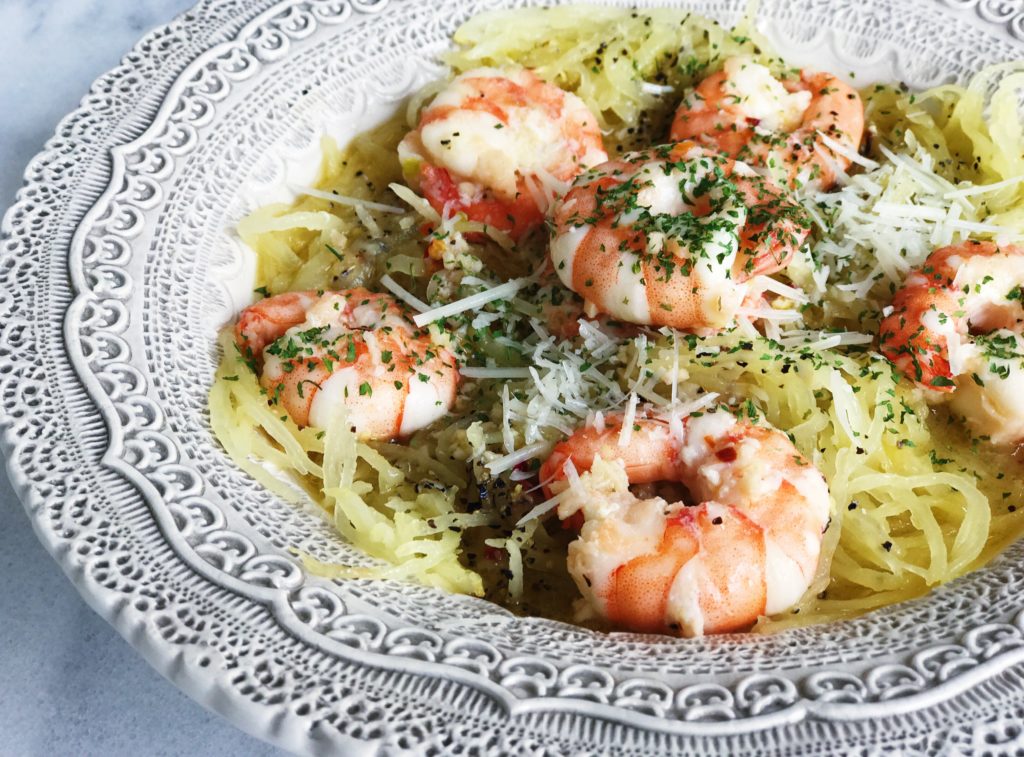 Spaghetti Squash Shrimp Scampi - Haley Herridge
