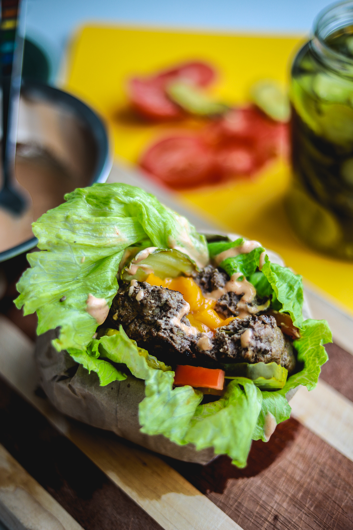 jalapeno cheddar burger in bag